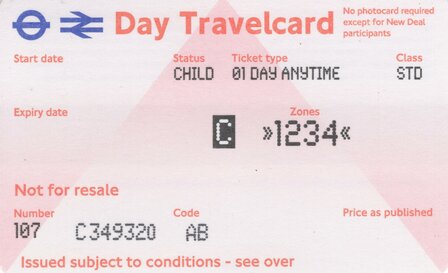 Day Travelcard Child 1234